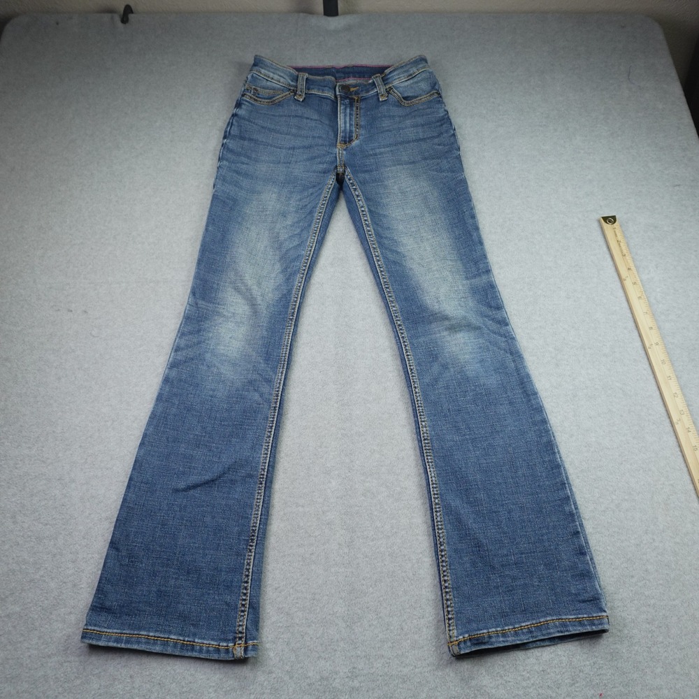 Wrangler Jeans Girls 14 Blue Slim Bootcut Denim Embroidered Pockets